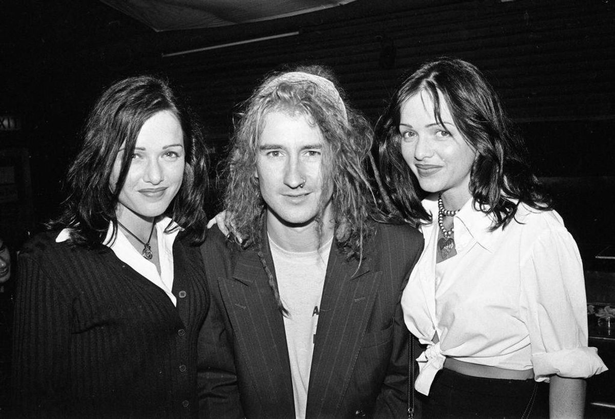 Clint Mansell of Pop Will Eat Itself with Australian actresses Gayle and Gillian Blakeney at Heaven, London, 1993.