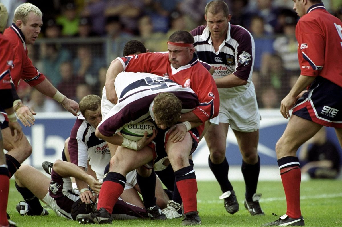 Andy Moore in action for Swansea against Llanelli in 1991
