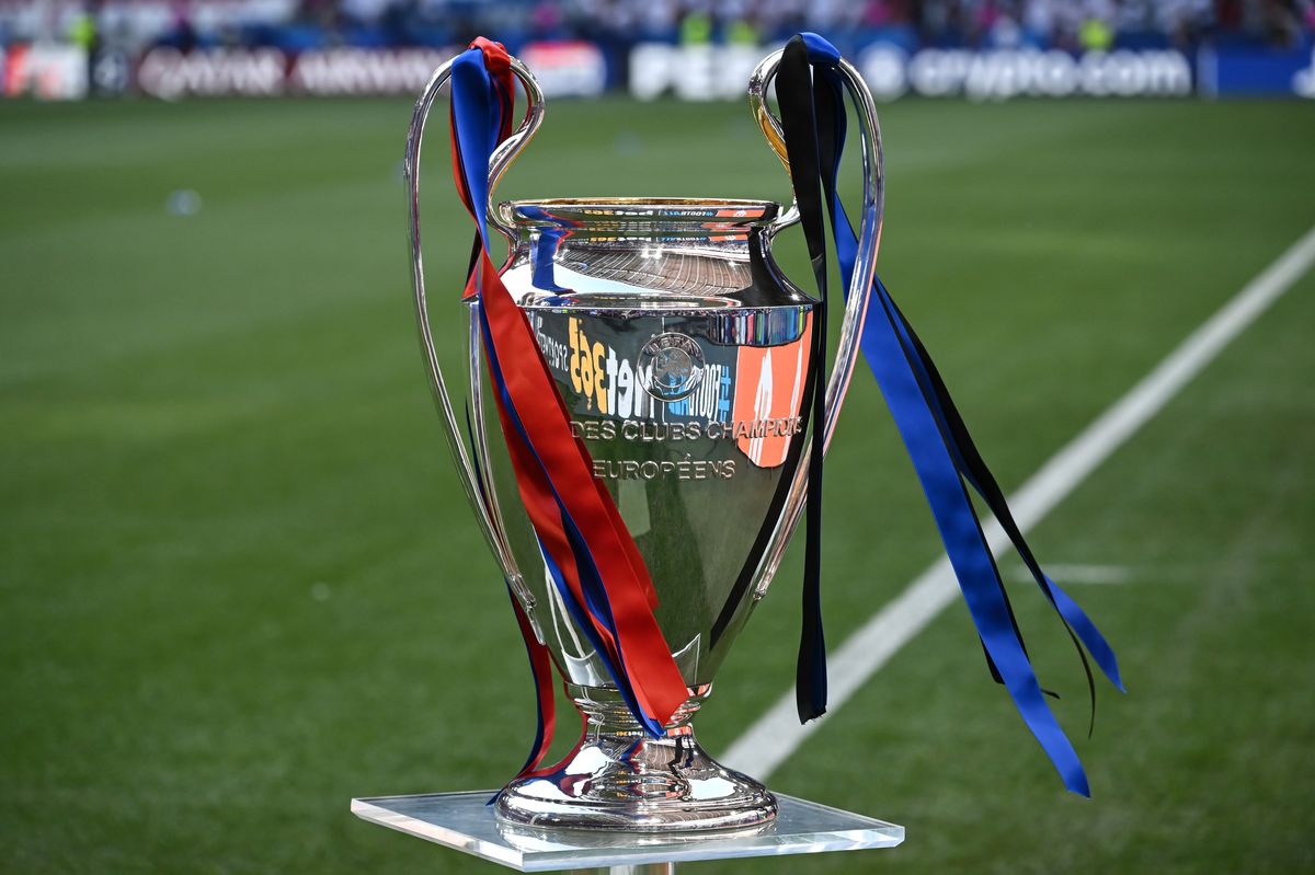 The Champions League trophy on display in 2025