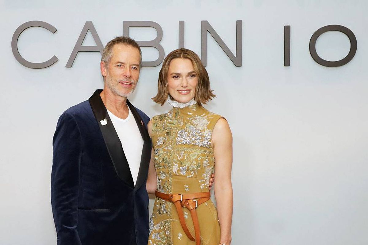 Guy Pearce and Keira Knightley attend the premiere of "The Woman In Cabin 10" at BAFTA Piccadilly on September 25, 2025 in London