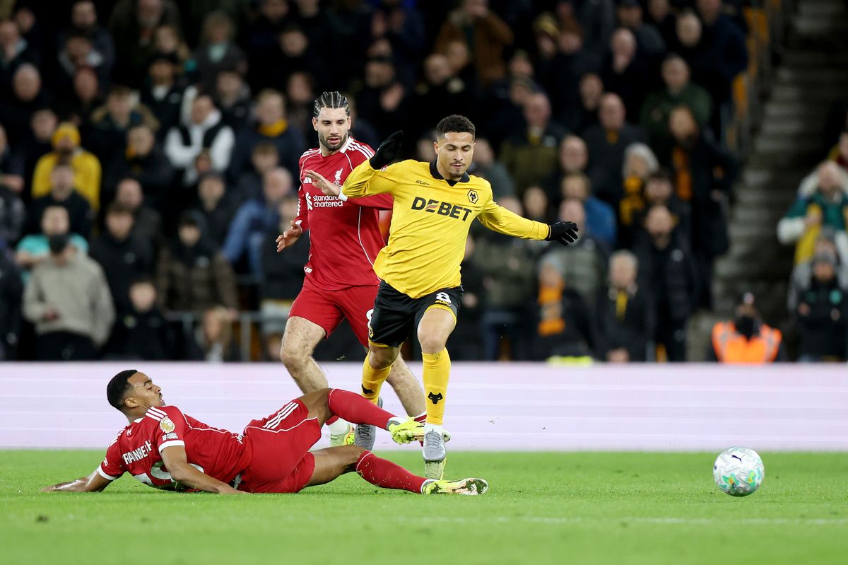 Joao Gomes stood out in midfield for Wolves against Liverpool