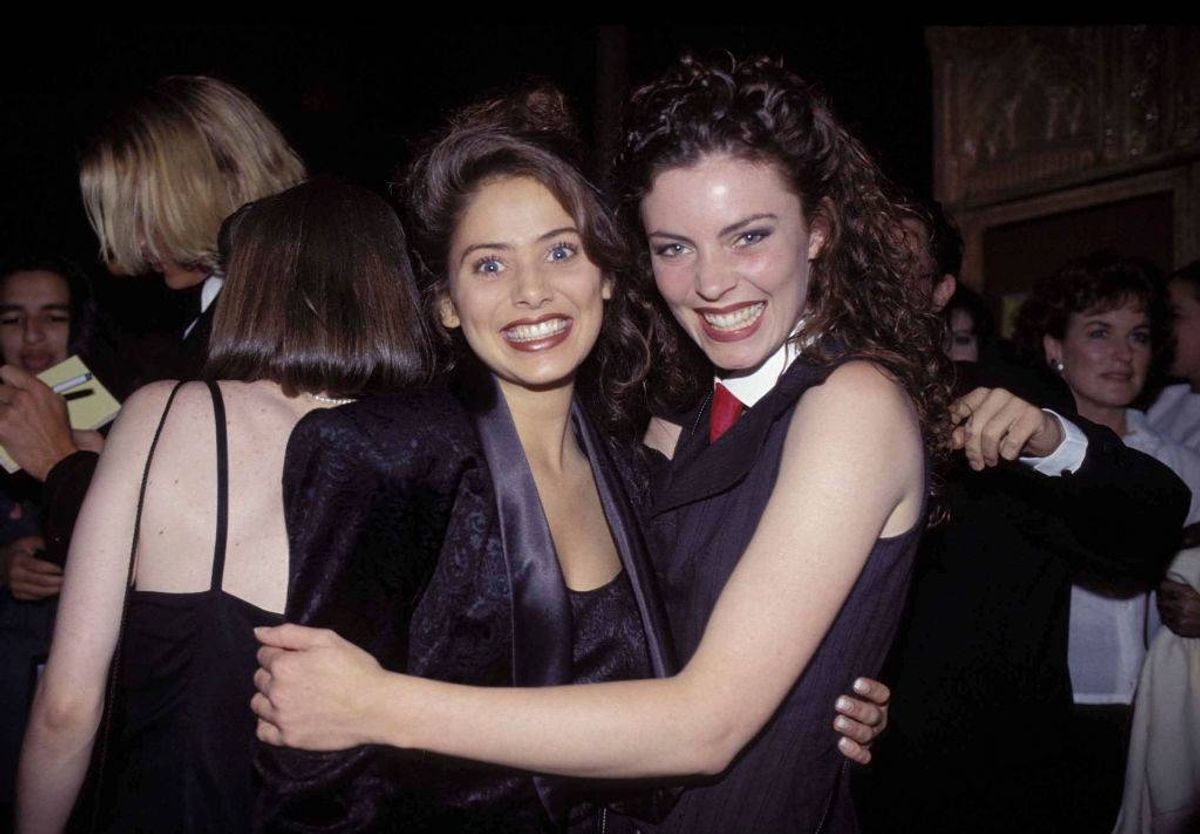 Australian singer and actress Natalie Imbruglia and Rachel Blakely at the People's Choice Awards 1992 in Sydney