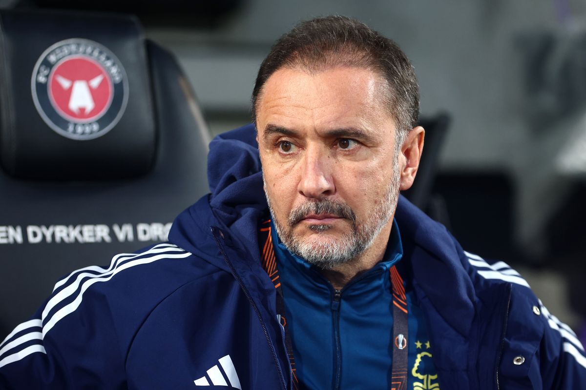 Vitor Pereira, manager of Nottingham Forest, looks on prior to the UEFA Europa League 2025/26 Round of 16 Second Leg match between FC Midtjylland and Nottingham Forest FC at Arena Herning