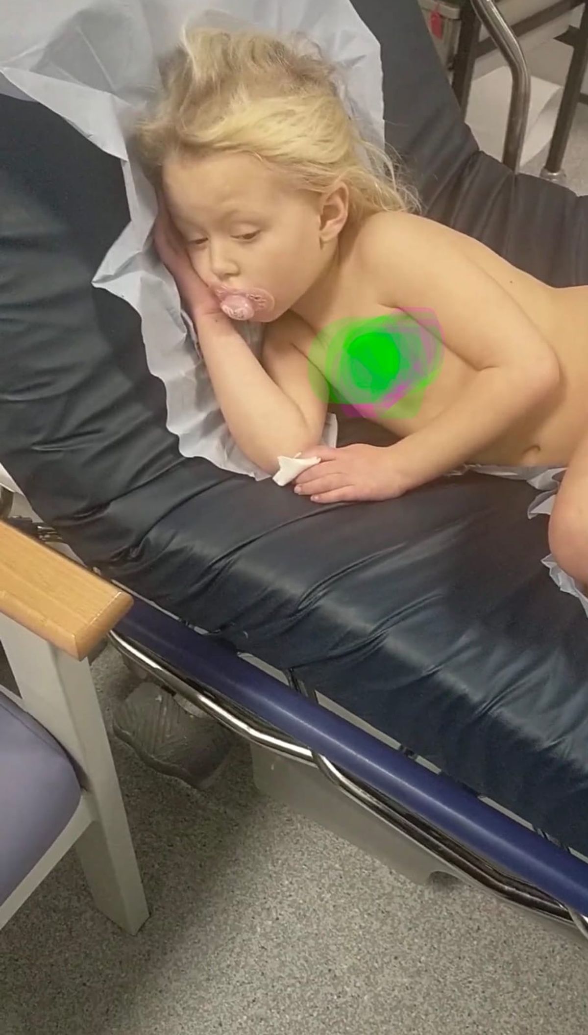 Noa-Rose in hospital with meningitis