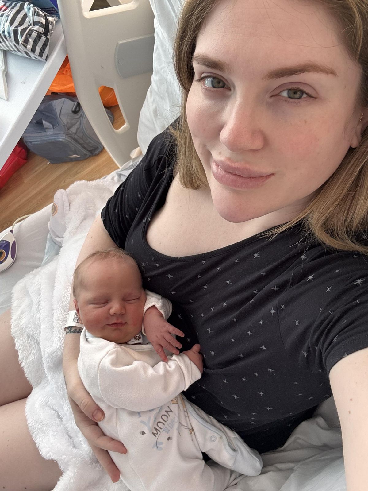 Jayne Walmsley with her newborn son, Jude