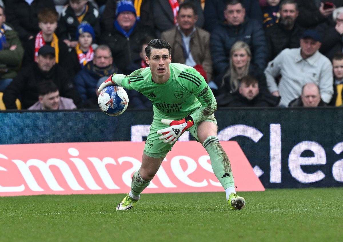 Kepa Arrizabalaga during the Emirates FA Cup Fifth Round match between Mansfield Town and Arsenal.