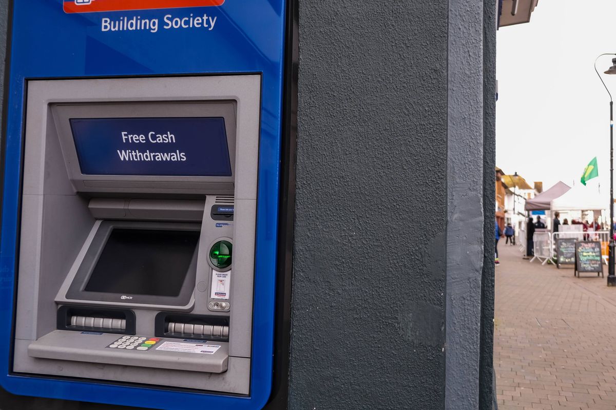 Epsom London UK, March21 2021, Nationwide Building Society ATM Automated Cash Point Machine
