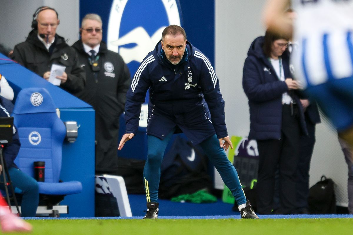 Nottingham Forest head coach Vitor Pereira on the touchline against Brighton and Hove Albion