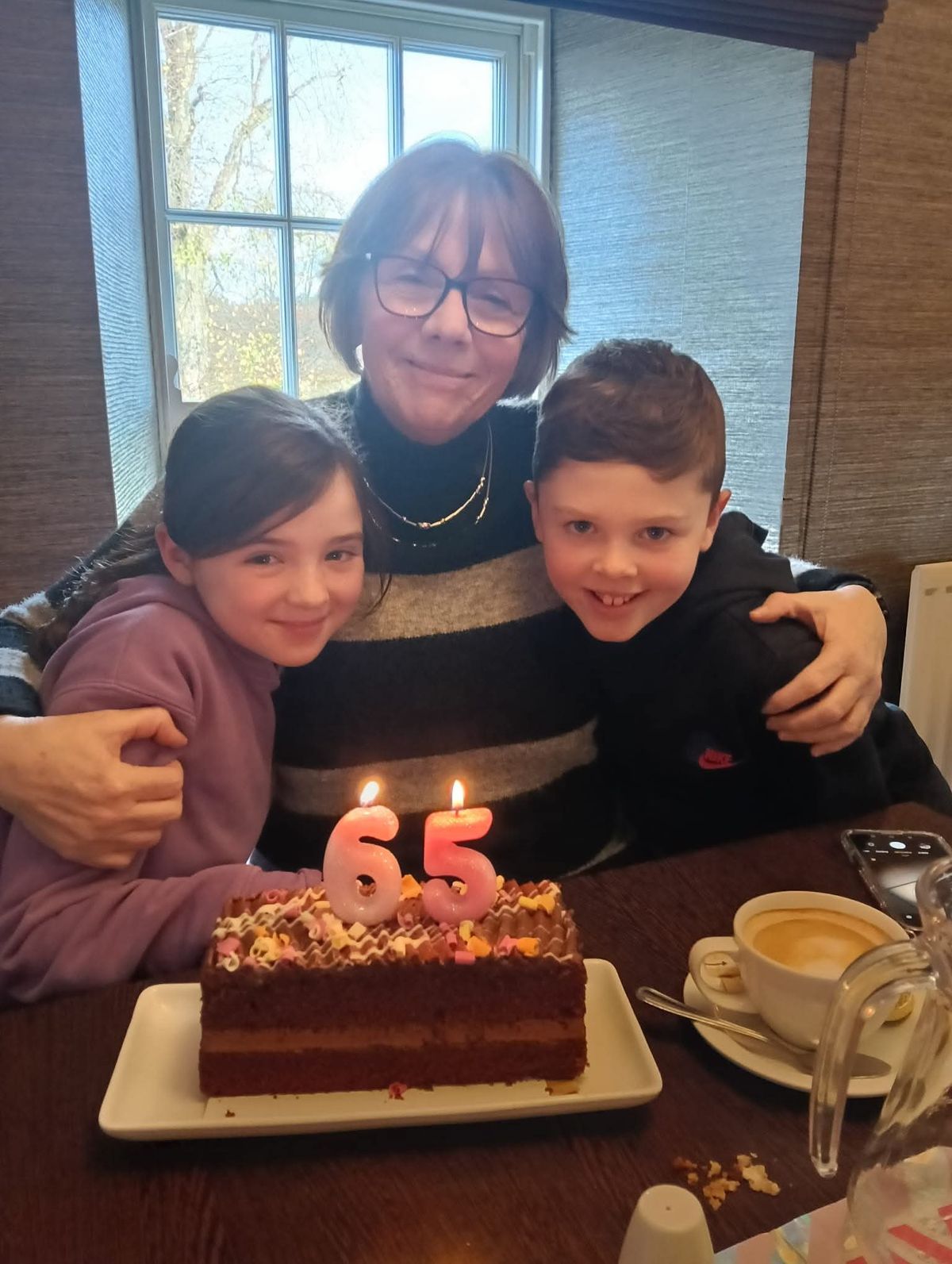 Pat with two of her grandchildren