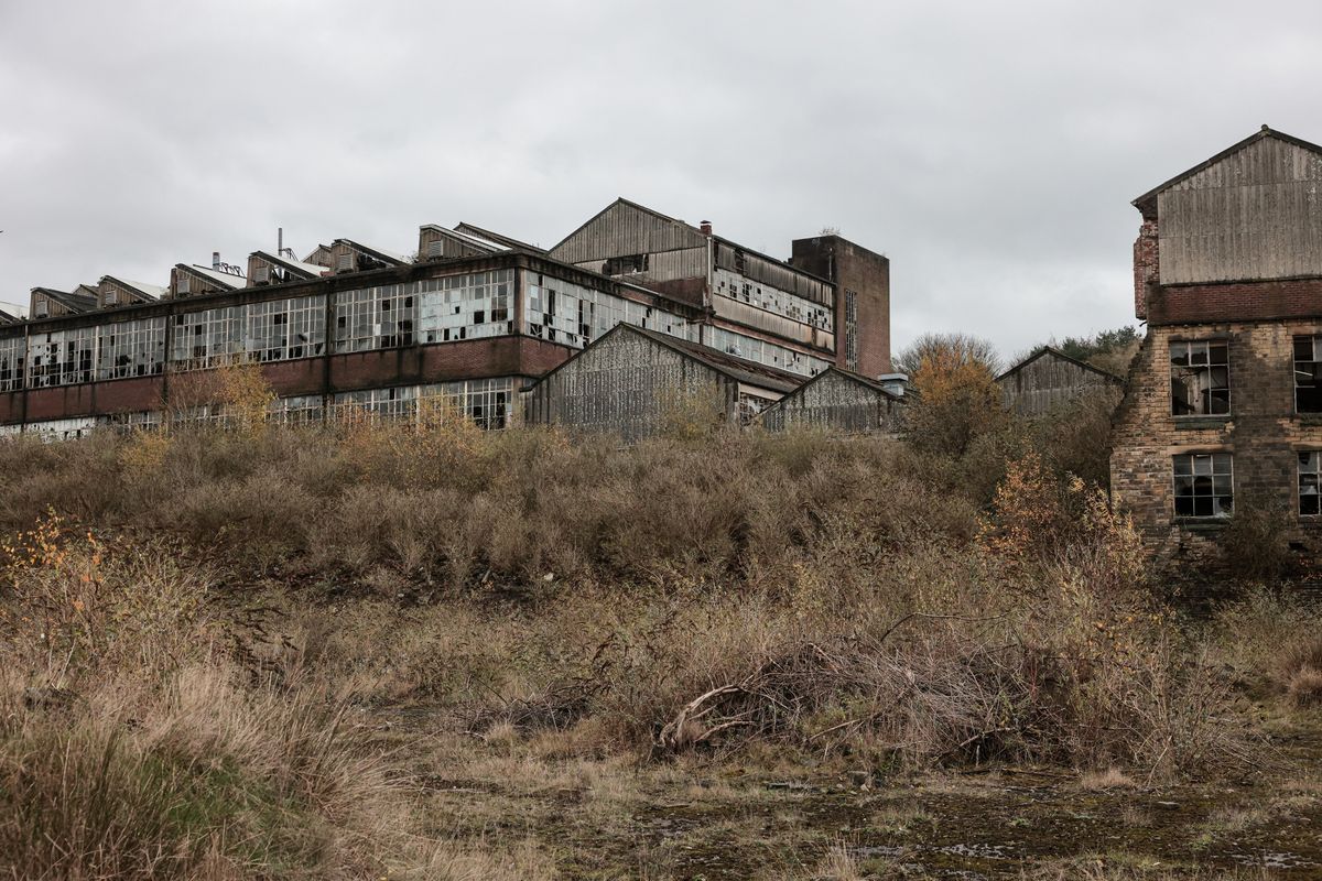The grounds inside the abandoned site of the former Turner Brothers Asbestos factory, dubbed Rochdale's Chernobyl