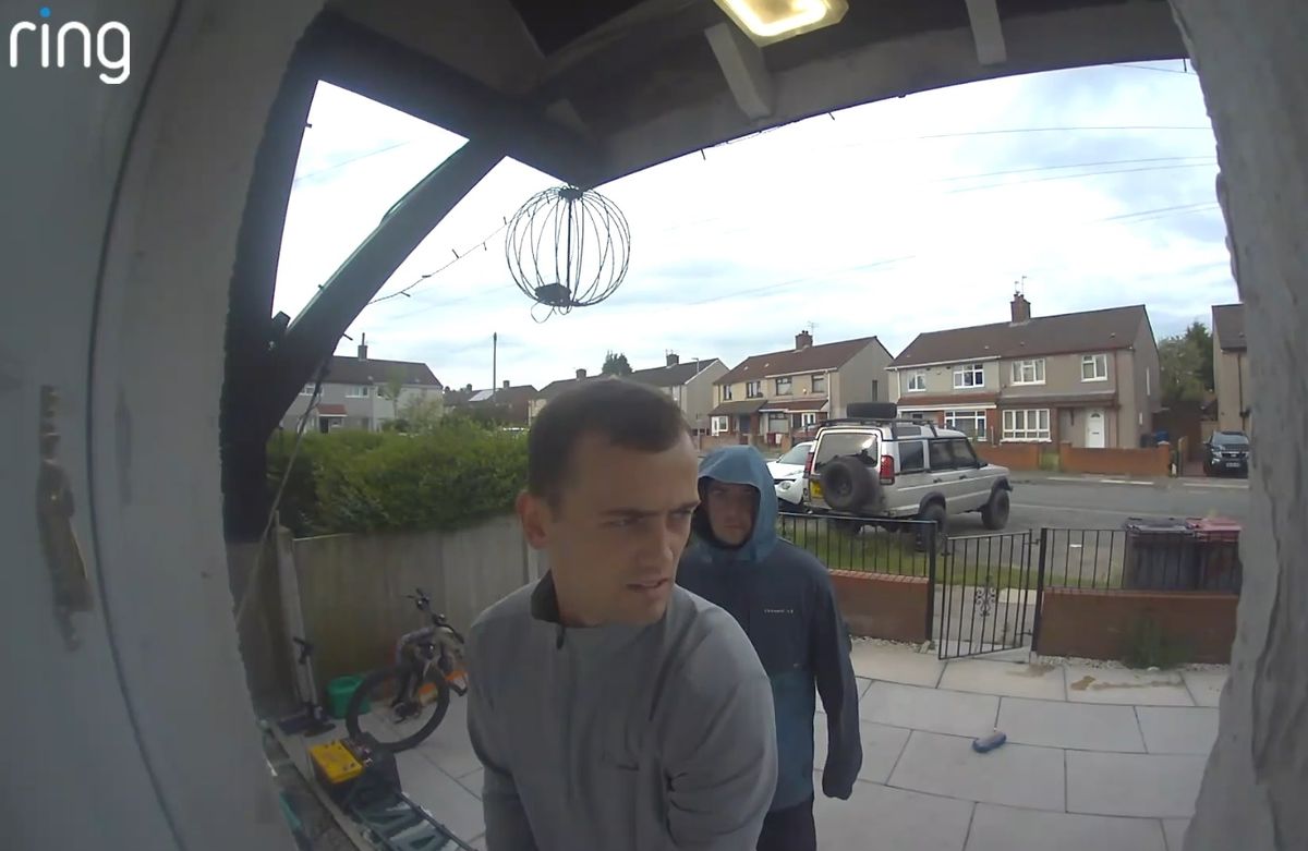 Ring doorbell camera footage of Ryan Walsh-Westhead returning home with his uncle Connor Walsh following the murder of Rikki Berry