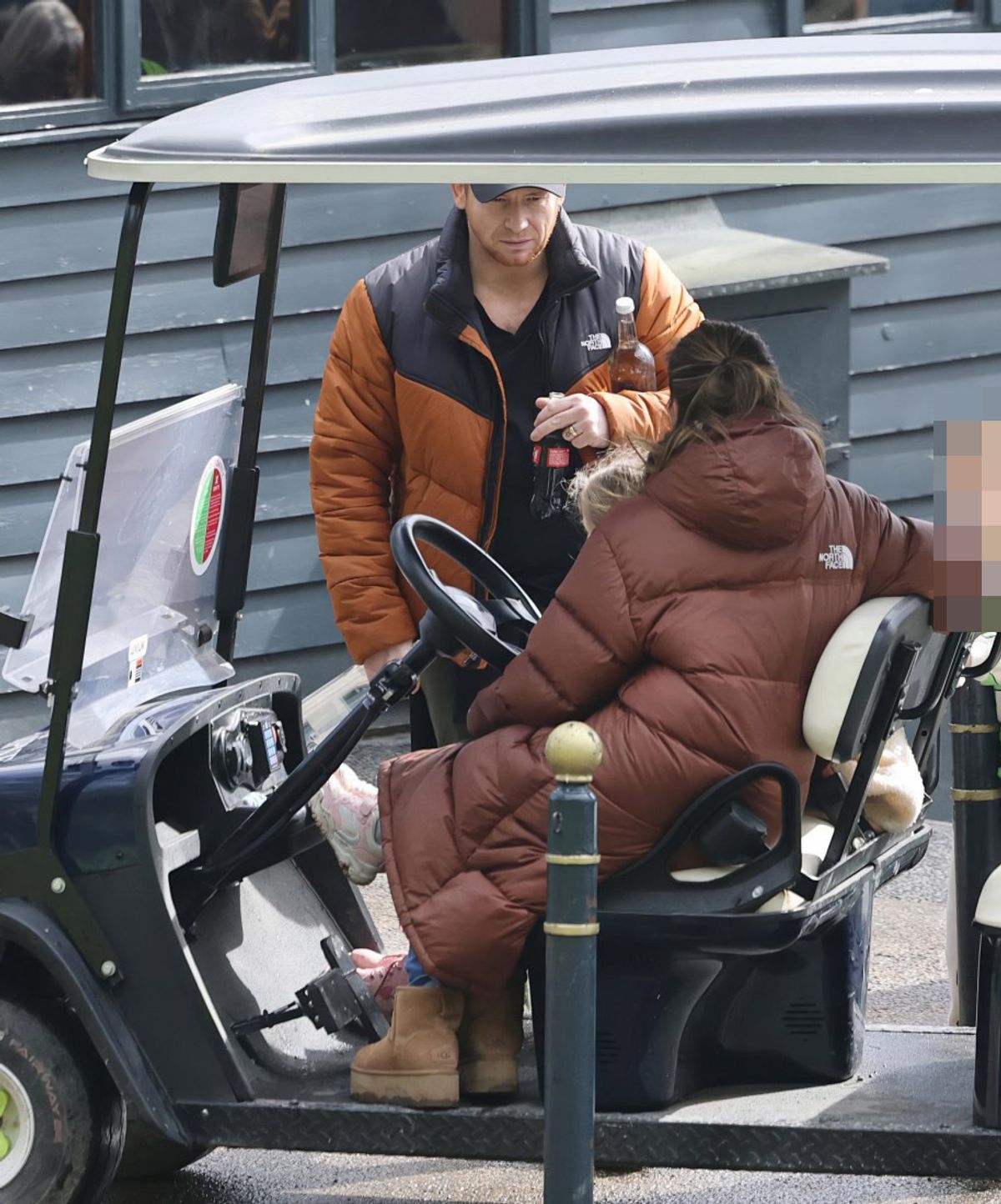 In one picture, Stacey was sat in the driver's seat of the buggy