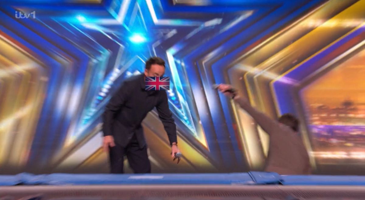 Britain's Got Talent host Ant McPartlin swore minutes into Saturday's episode as co-presenter Declan Donnelly took a tumble on stage