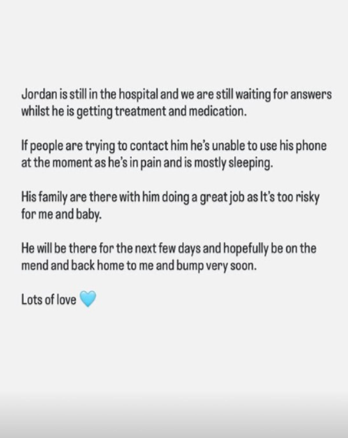 Pregnant Sophie updated Jordan's fans