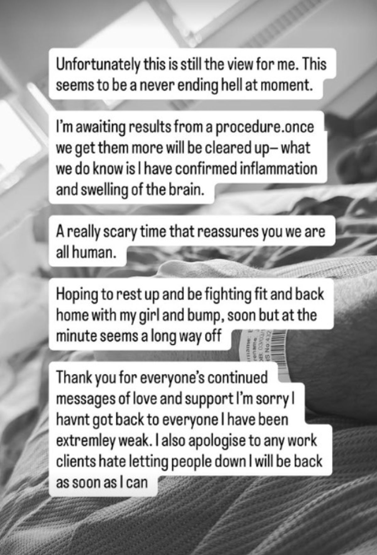 Jordan revealed he has inflammation of the brain