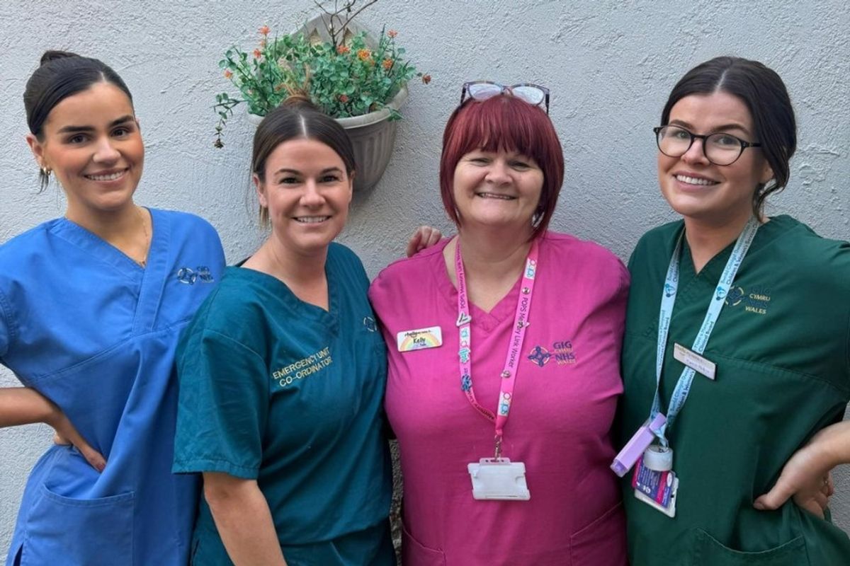 Four women in scrubs 