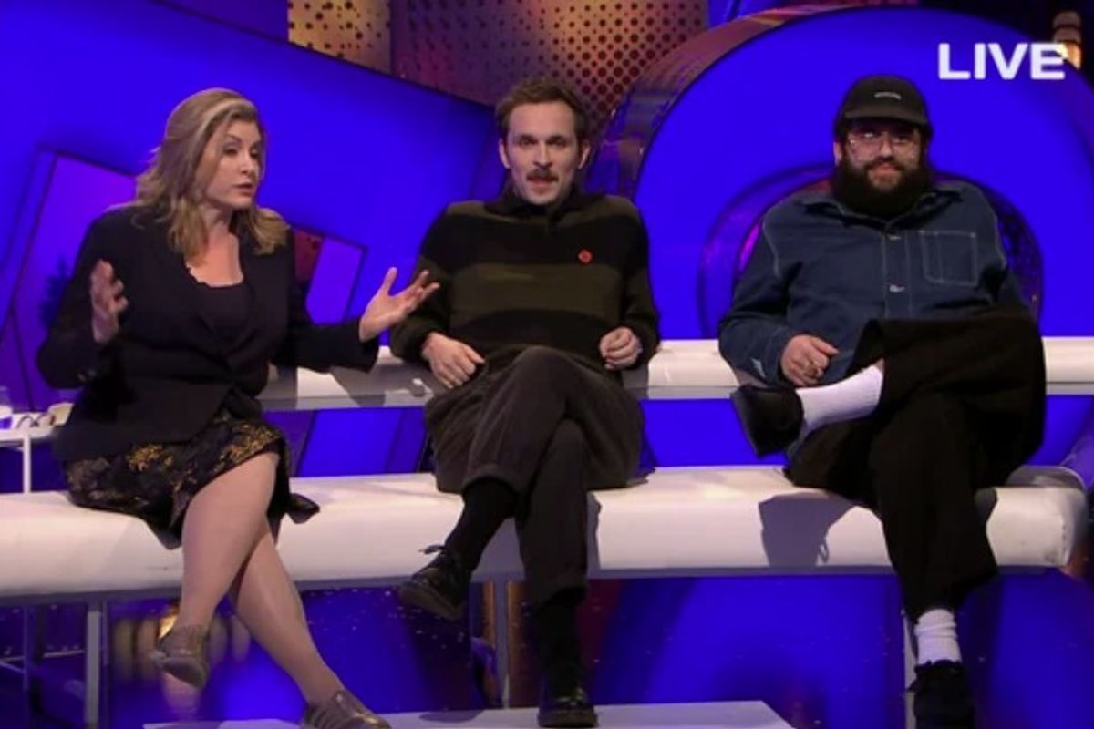 Vittorio Angelone (middle) locked horns with Penny Mordaunt on The Last Leg