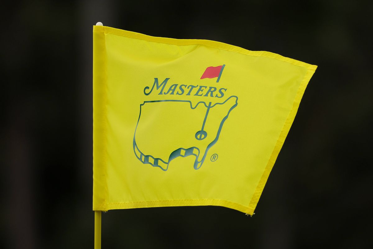 The Masters logo on a hole flag