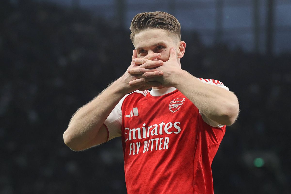 Viktor Gyokeres of Arsenal celebrates after scoring their side's second goal during the Premier League match between Tottenham Hotspur and Arsenal at Tottenham Hotspur Stadium on February 22, 2026 in London, England. 