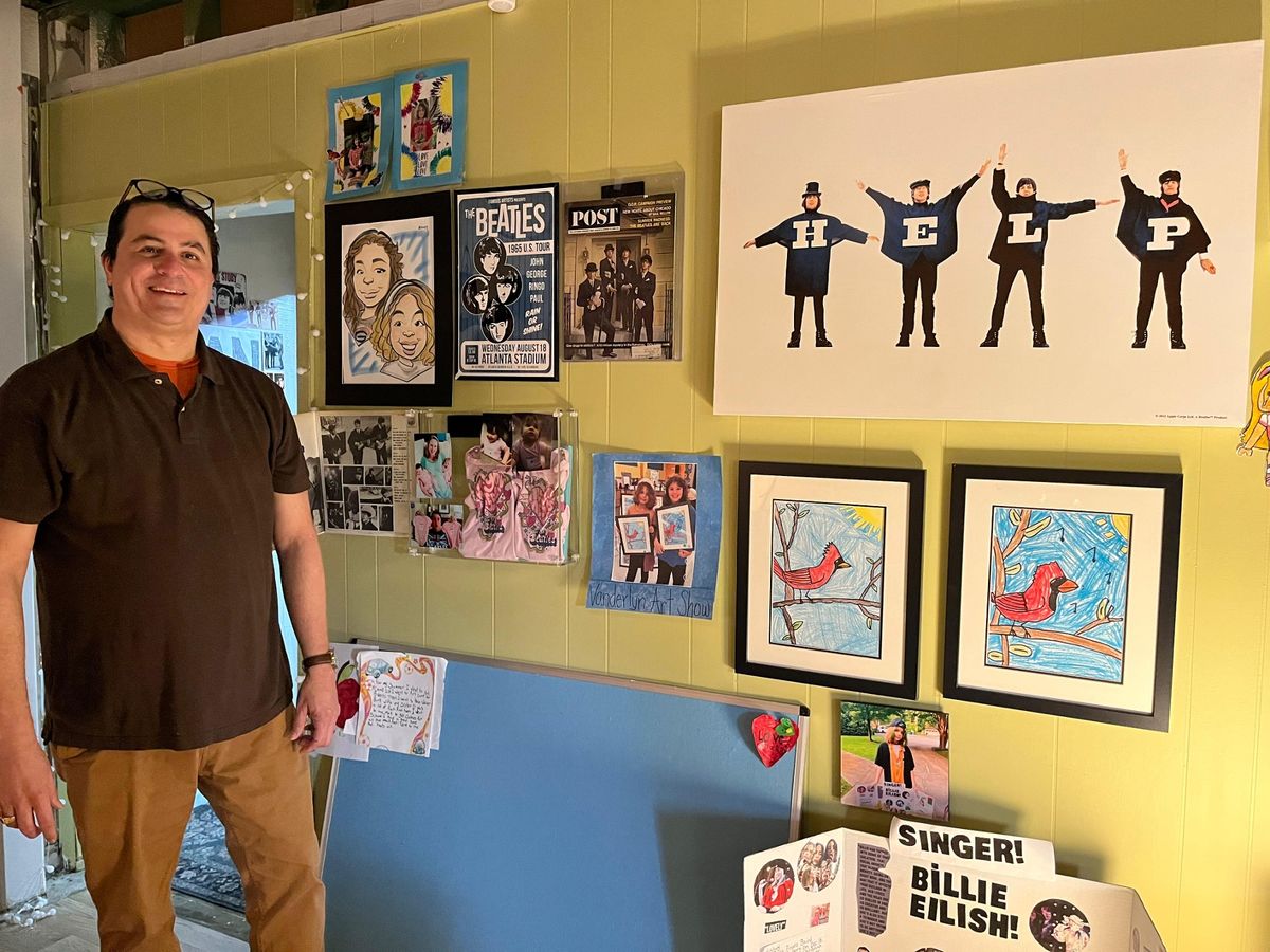 Horacio Chavez with some of his Beatles collection.