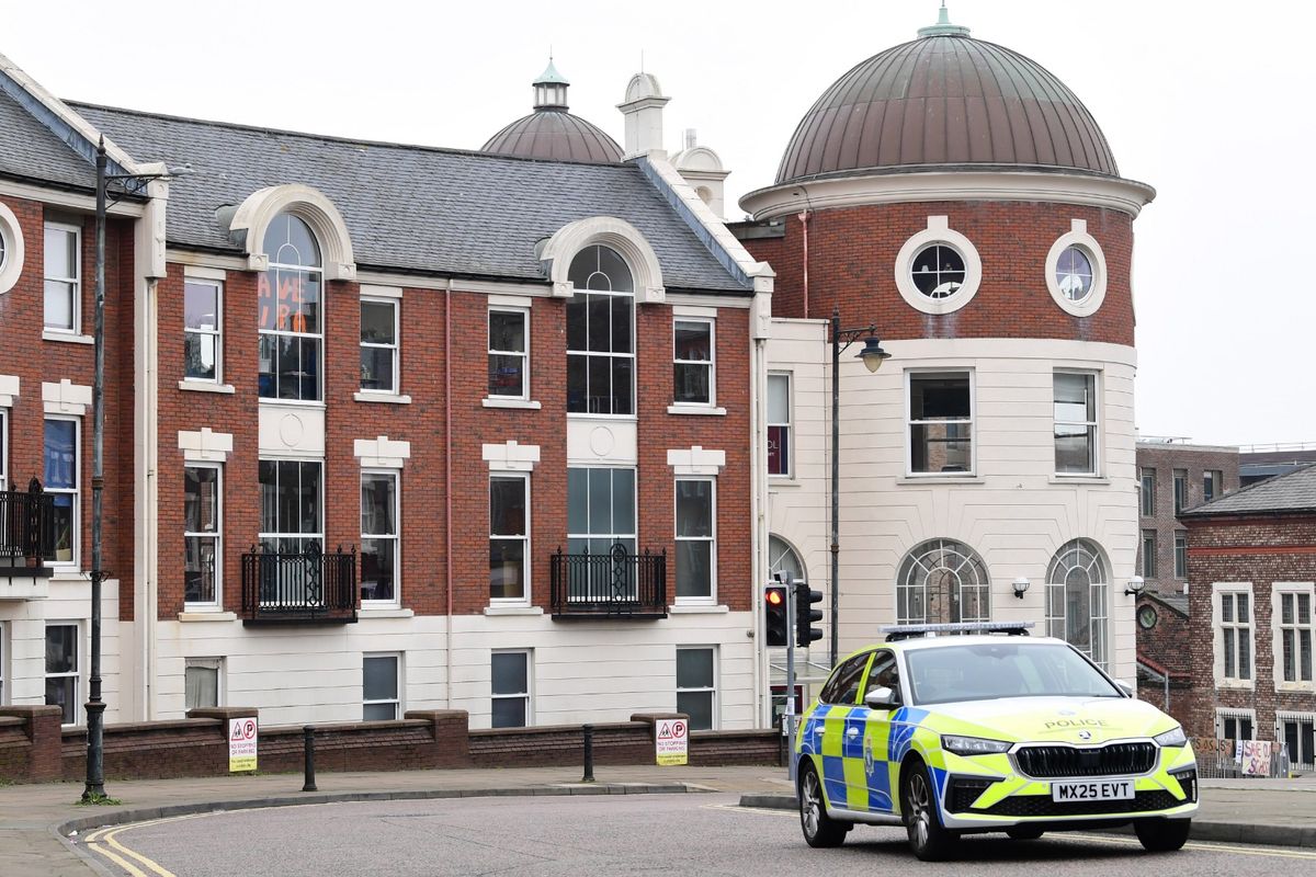 Merseyside Police at LIPA School this morning, March 9