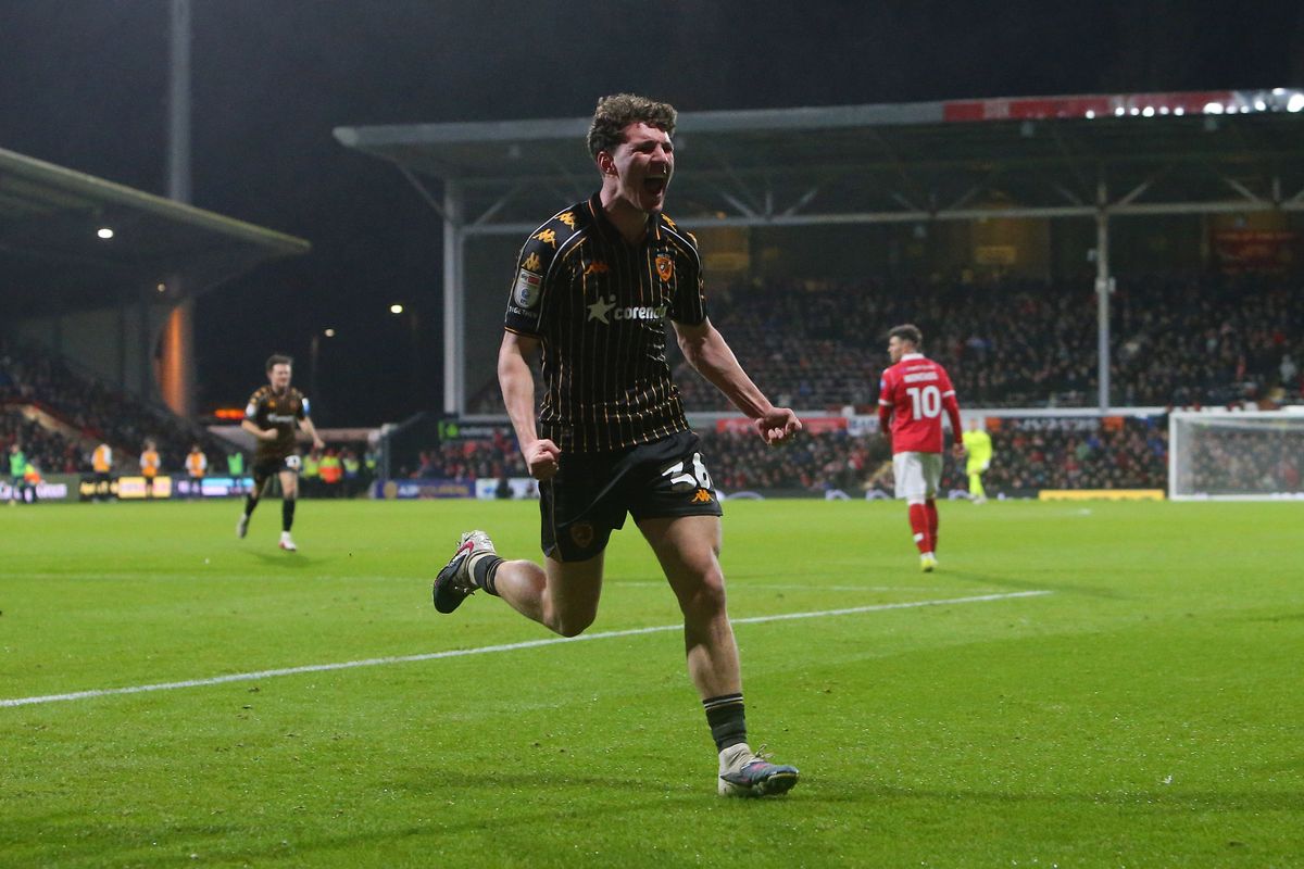 Lewis Koumas of Hull City celebrates scoring