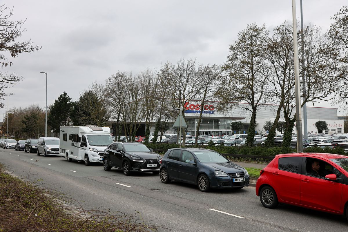 Queues for fuel at a Costco petrol station