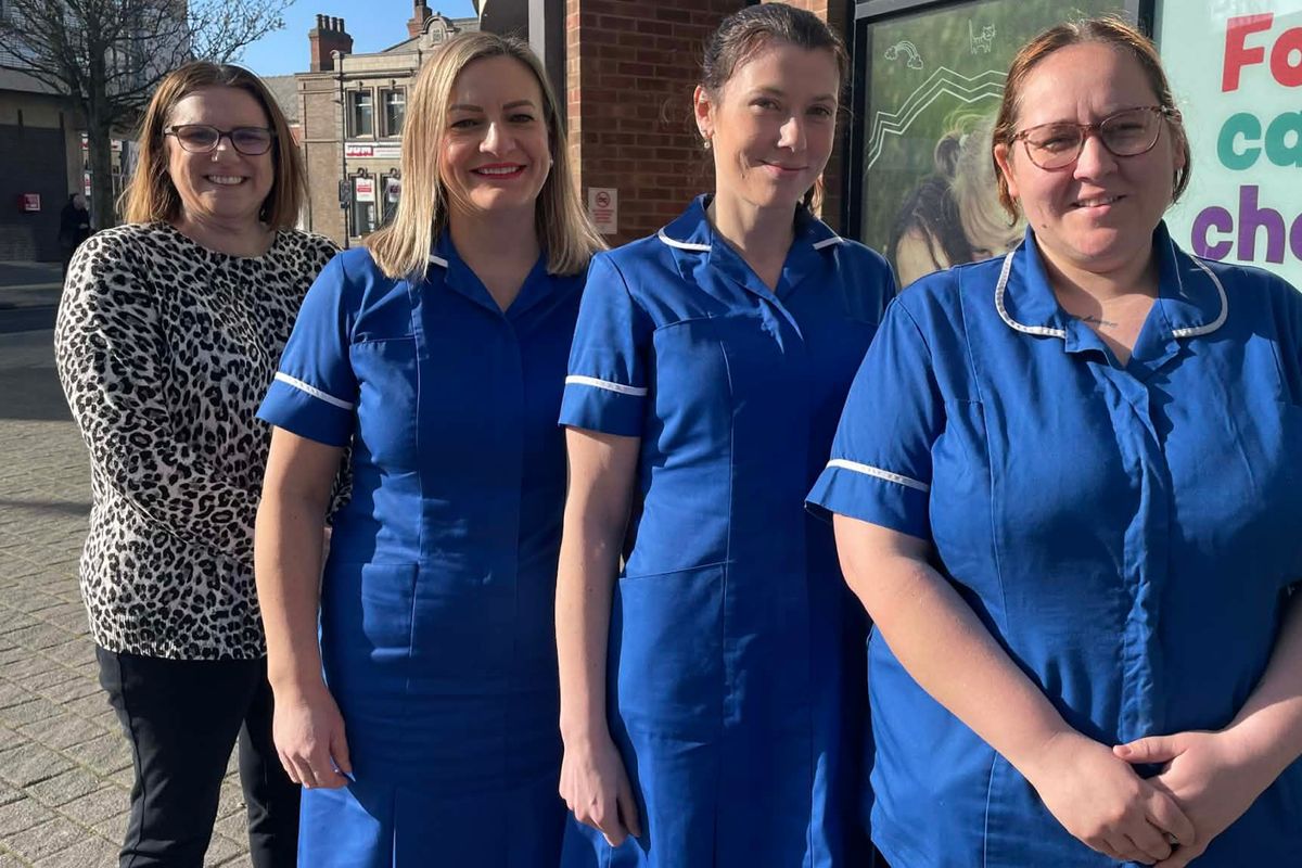 Members of North East Lincolnshire Council's Health Visiting and Public Health Nursing Team, pictured outside New Oxford House in Grimsby