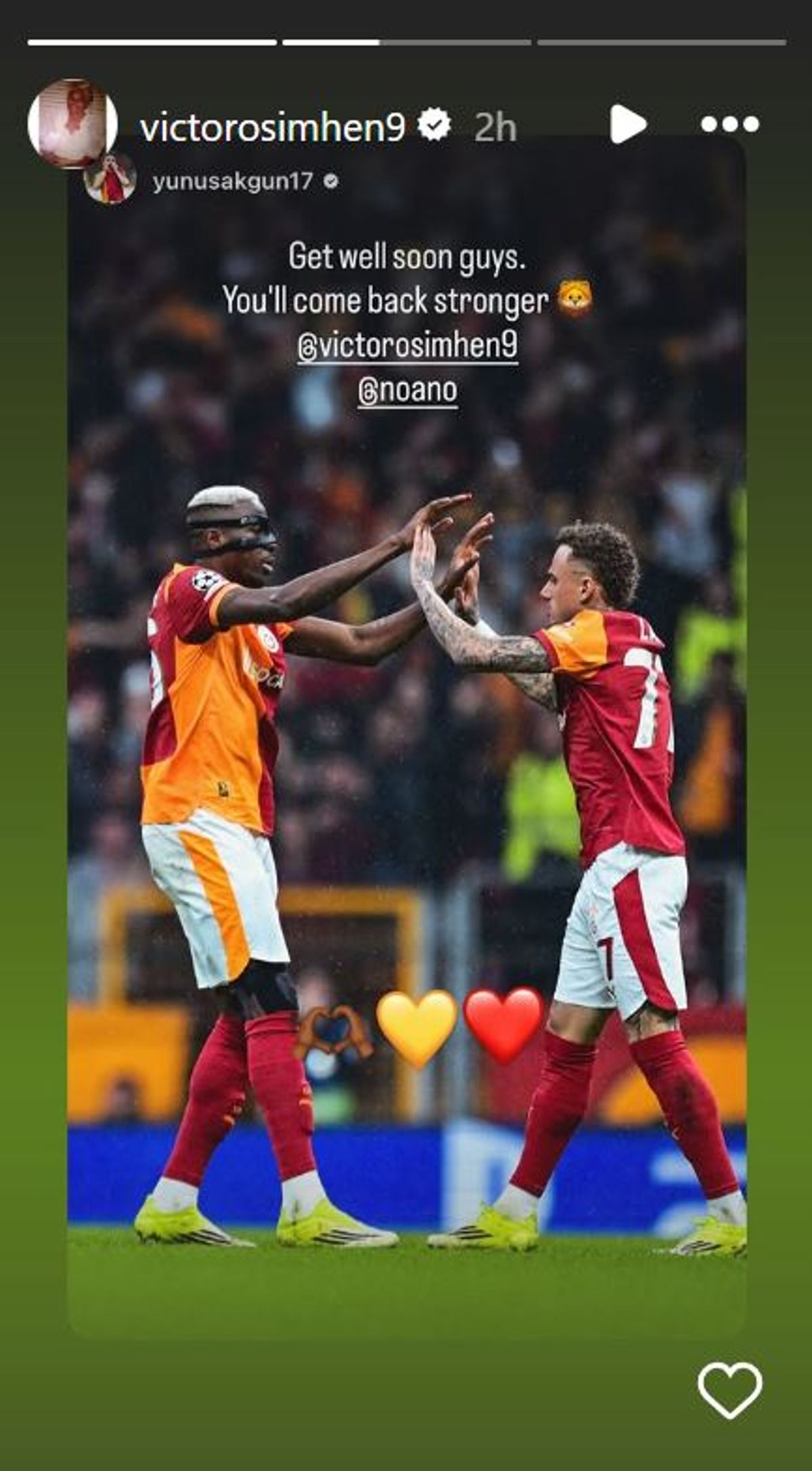 Victor Osimhen shared messages from his team-mates