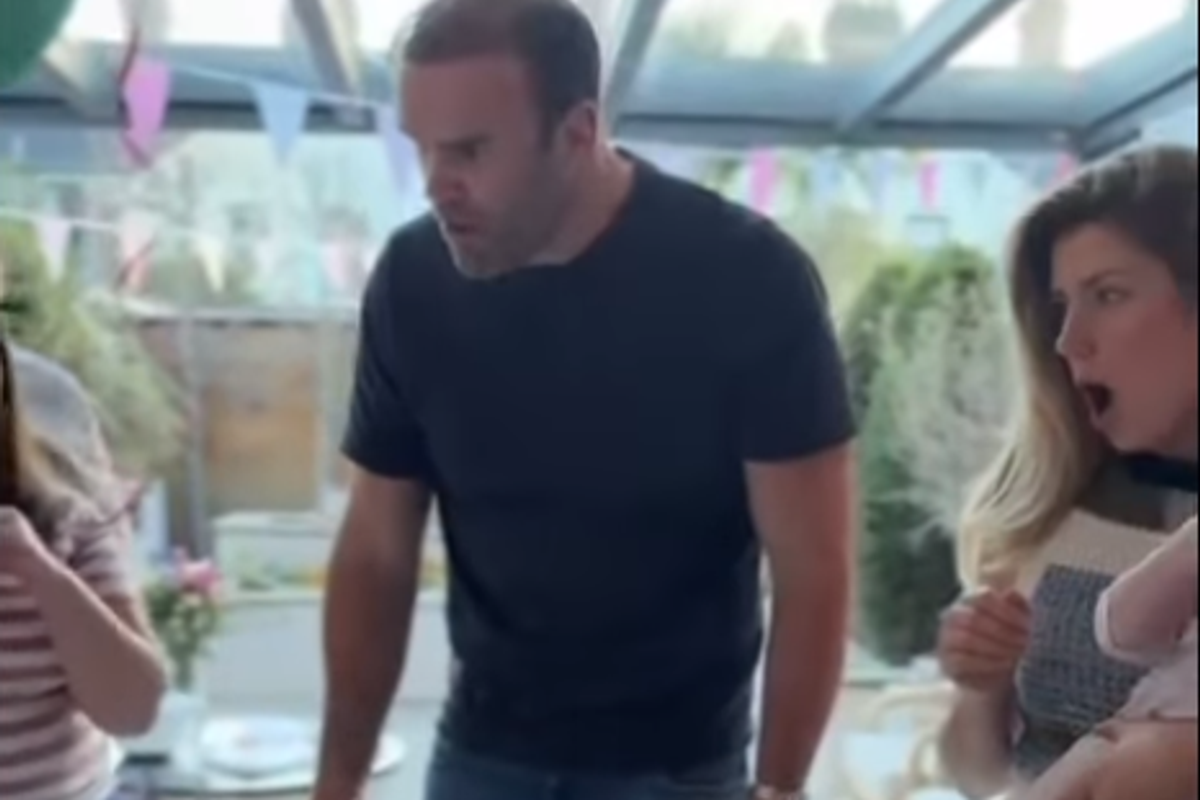 Jamie Roberts and wife Nicole look stunned