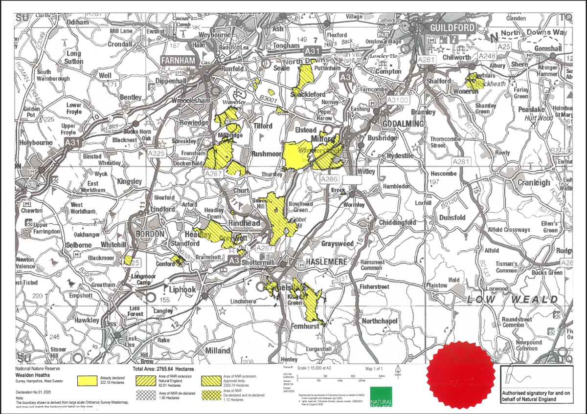 Yellow shaded areas depict land which will be included in the new National Nature Reserve, which accounts for nearly 3000 hectares of green space