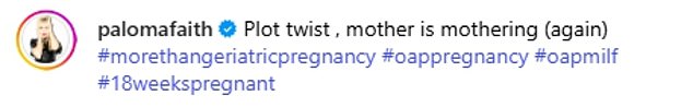 Taking to Instagram to share the news, The Celebrity Traitors star captioned her post: ''Plot twist, mother is mothering (again) #morethangeriatricpregnancy #oappregnancy #oapmilf #18weekspregnant'