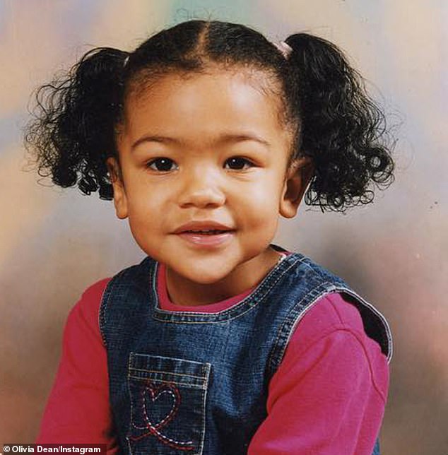 Olivia aged eight... friends say her ambitious nature and determination to make it came from her impressively hard-working parents