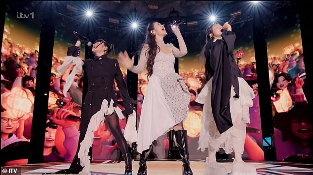Rei Ami, EJAE and Audrey Nuna from the group Huntr/x performed their smash hit Golden
