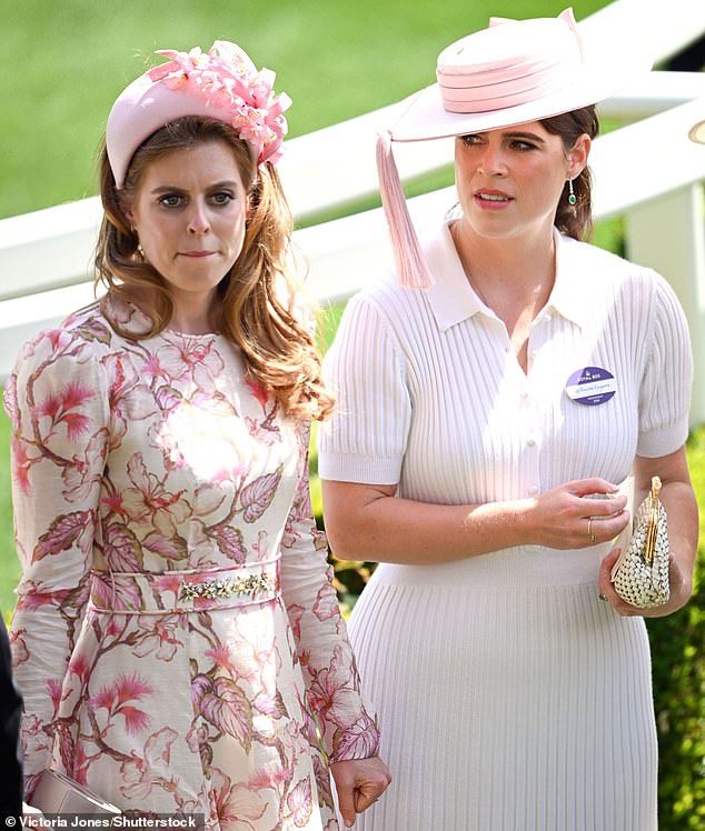 Princess Beatrice (L) and Princess Eugene (R) pictured at Royal Ascot at Ascot Racecourse in 2024