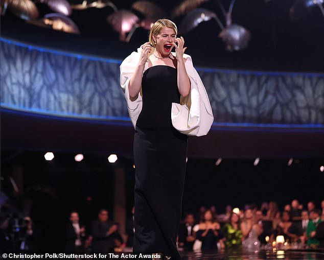 Jessie Buckley was in disbelief as she triumphed over the likes of Kate Hudson and Emma Stone to earn the other top acting prize