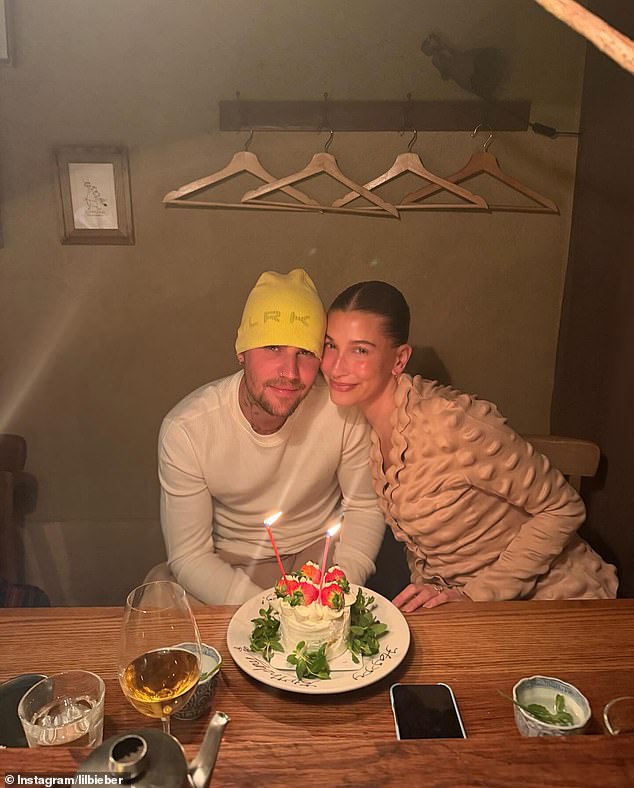Justin Bieber marked his 32nd birthday with a candlelit celebration alongside wife Hailey Bieber
