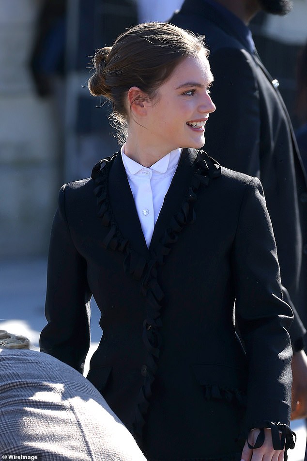 Bridgerton star Florence Hunt, who plays Hyacinth, looked cool in a shirt and jacket