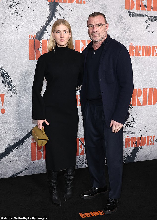 Caught Stealing star Liev Schreiber and his much younger wife Taylor Neisen - wearing matching black ensembles - left their two-year-old daughter at home so they could enjoy a glamorous date night