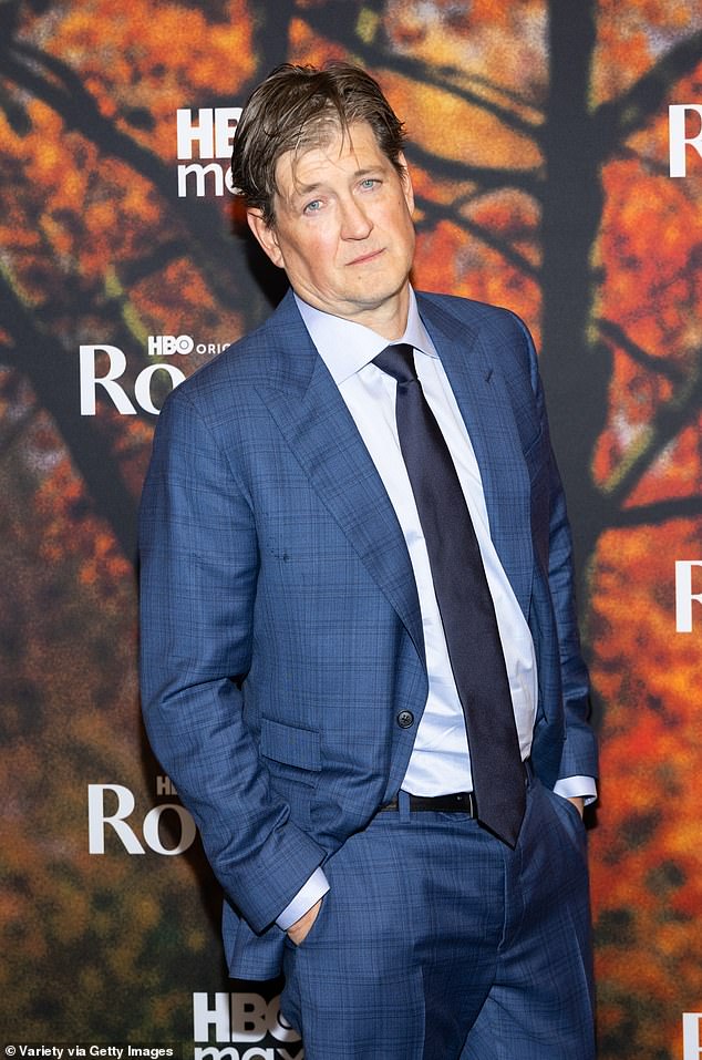 Scrubs mastermind Bill Lawrence, who co-created Rooster, wore a blue plaid suit and dark tie