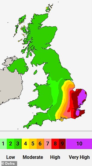 Defra's air pollution forecast for tomorrow