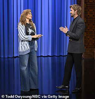 The Notebook actor also dressed for the occasion wearing a black shirt as well as black trousers and a dark gray blazer