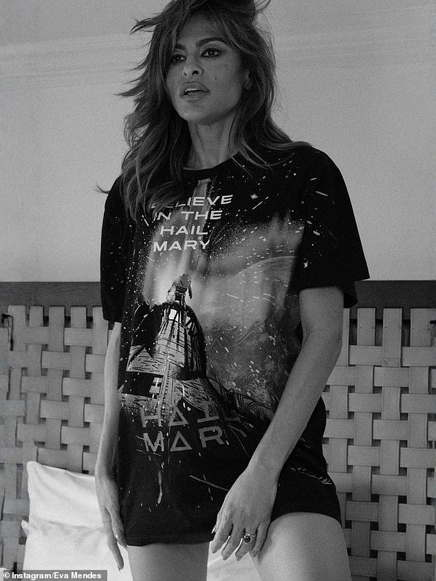 Last month on Valentine's Day, the Ghost Rider actress jumped to her main Instagram page to share a series of snaps as she modeled a shirt to promote Project Hail Mary