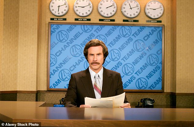 The actress, 54, praised her Anchorman co-star Ferrell and the film's director Adam McKay for giving up portions of their salaries to increase her pay after receiving a first offer that was 'offensive' (Ferrell pictured in a still from the 2004 movie)