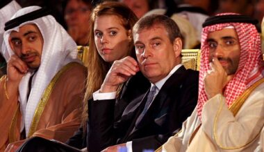 The Yorks have made multiple jaunts to the UAE in recent years. Pictured: Beatrice and Andrew in Abu Dhabi in 2008