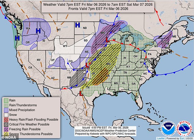 Around 32 million Americans currently are under some form of extreme weather alert as forecasters track a volatile weather pattern stretching from North Texas to the Great Lakes