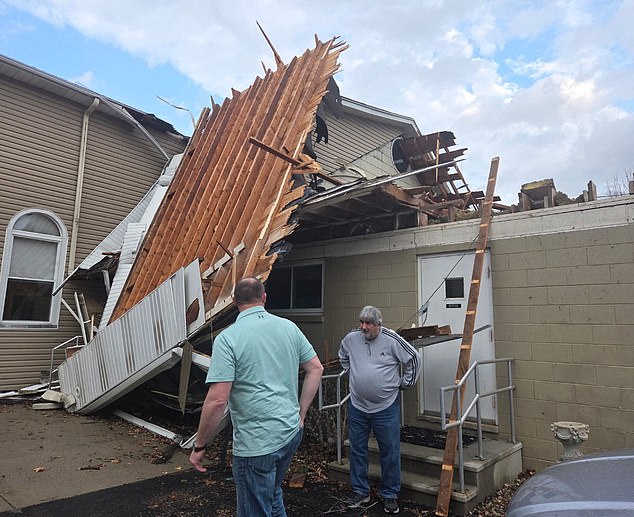 The First Congregational Church in Union City, Michigan, also experienced damage. City officials have urged locals to not travel unnecessarily