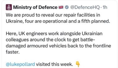The MoD uploaded the video online on Saturday morning that showed Defence Minister Luke Pollard walking around the site and bragging about the extent of British assistance to Ukraine