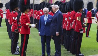 King Charles III and Donald Trump reviewed the guard of honour during Mr Trump's ceremonial welcome at Windsor Castle in September last year