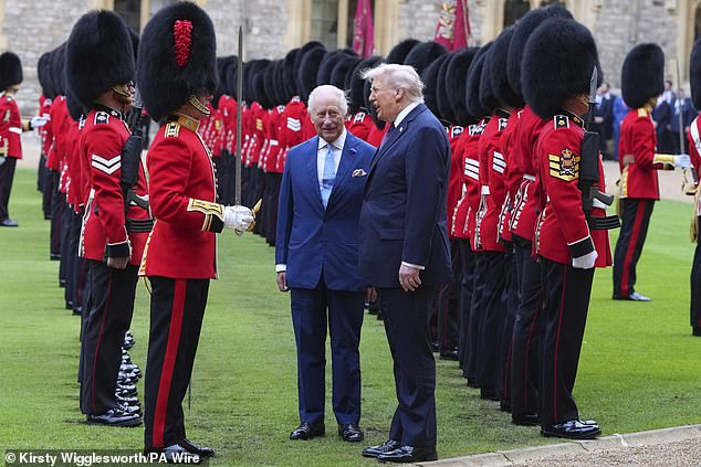 King Charles III and Donald Trump reviewed the guard of honour during Mr Trump's ceremonial welcome at Windsor Castle in September last year